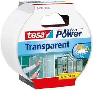 tesa extra Power Ruban Adhésif Transparent – Adhésif Duct Tape Imperméable pour la Réparation de Verre Fissuré ou de Matières Plastiques – 10 m x 50 mm – Transparent