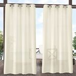 Exclusive Home Curtains Miami Textured Indoor/Outdoor Grommet Top Curtain Panels, 54"x96", Ivory, Set of 2