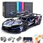 MOCBROPCS Remote Control Car Building Set, 1:14 Technical Sports Racing Car Building Kit, with Motors and Rechargeable Battery, Toys Gift for Adults & Boys Age 12+ (1314 PCS)