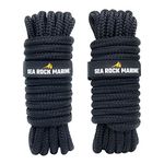 Sea Rock Marine Double Braid Nylon Dock Line (Black - 2 Pack, 25' x 1/2") US