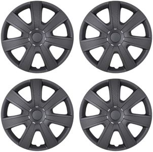 I1MOTOR Hubcaps 14", Wheel Rim Cover Universal R14 Hub Caps, Snap On Car Pickup Truck SUV, Wheel Covers, Set of 4, 14-Inch, Matte Black Painted & Mold Texture