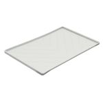 Messy Mutts Silicone Non-Slip Dog Bowl Mat with Raised Edge and Two Sides Reinforced with Metal Rods | Dog/Cat Bowl Mat with Spill-Proof Lip | Medium, 20” x 12” | Light Grey