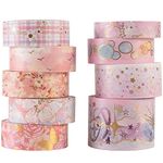 YUBBAEX Mystic Gold Washi Tape Set Wide Silver Foil Masking Tape Decorative for Arts, DIY Crafts, Journal Supplies, Planners, Scrapbook, Card/Gift Wrapping (Sweet Memory)