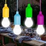 4 Pack Pull Cord Light Bulbs, Batte