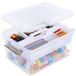 Citylife 17QT Plastic Storage Bins with Lid Storage Containers with Removable Tray Include Handle Clear Storage Box with Latches Storage Organizer for Craft, Bead, Toy, Tool, Crayon