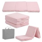 YOTATING Foldable Floor Mattress for Kids, Toddler Folding Futon Mattress, Kids Trifold Sofa Bed Convertible Children Portable Sofa with Storage Bag for Girls and Boys, Plush Pink