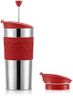 Bodum Travel Press Set K11067-04 Insulated Plunger Mug Double-Walled Stainless Steel with Extra Lid 0.35 L,Red