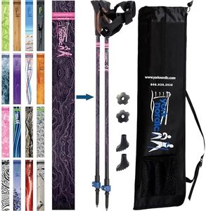 Official Nordic Walking Poles - True Classic Nordic Glove Grips, Lightweight, Adjustable, and Collapsible -2 Pieces w/flip Locks, Detachable Feet and Travel Bag by York Nordic - Heights 5'4"-6'2"