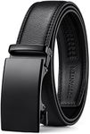 BOSTANTEN Men's & Women's Leather Ratchet Dress Belt with Automatic Sliding Buckle Belts Black