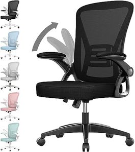 rattantree Office Chair, Mid Back Ergonomic with Flip-up Armrest, Computer Swivel Chair with Back Support, Adjustable Conference Executive Manager Chair for Home/Office Use