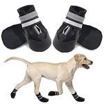 Dricar Dog Shoes, Set of 4 Dog Boots for Injured Paws, Waterproof Anti Slip Dogs Shoes for Walking, Paw Protectors with Reflective Straps for Small Medium Large Dogs (Black, XXL)