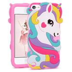 FunTeens Vivid Unicorn Case for iPod Touch 6th 5th Generation 3D Cartoon Animal Cute Soft Silicone Rubber Protective Cover,Animated Stylish Cool Skin Shell for Kids Child Teens Girl(iPod Touch 6/5th)