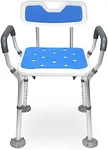 Shower Chair with Arms Heavy Duty Bath Chair with Back Inside Shower Transfer Bath Seat Padded Bench Portable Lift Height Adjustable Legs for Bathtub Non-Slip feet