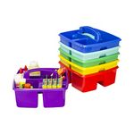 Storex 3-Compartment Small Caddy – Multipurpose Classroom Organizer with Handle, Assorted STEAM Colors, 6-Pack (00940A06C)