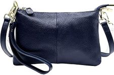 Beurlike Leather Wristlet Wallet Clutch Purses For Women Small Crossbody Phone Bags, Navy, Crossbody