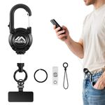 MoKo Anti-theft Phone Tether Lanyard, Retractable & Lockable Steel Line Anti-Drop Phone Strap with 360° Tether Tab, Badge Reel, Keychain for Outdoor Hiking Climbing Fishing Skiing Cycling, Black