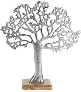 com-four® Arbre de présentation déco XL - Arbre en métal sur Socle en Bois - Arbre déco en métal à Poser - Arbre de Vie en Cadeau (1 pièce - Arbre XL)