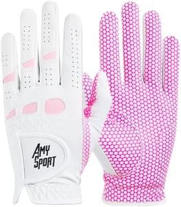 Amy Sport Womens Golf Glove Pair Both Hands Golf Gloves Women Right Handed Golfer Left Hand Ladies Rain Grip All Weather Pink Size Small Medium Large XL (Small, 1 Pair)