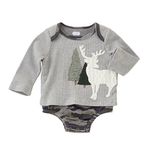 Mud Pie Camo Christmas Boys Stag Deer All-in-One Crawler Shirt, 0-3 Months