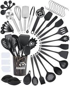 Czemo Utensili Cucina Silicone 44 Pezzi Set Mestoli Cucina Silicone Resistente al Calore Antiaderenti Utensili da Cucina con Secchio Portaoggetti, Lavabile In Lavastoviglie