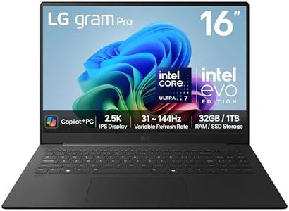 LG gram Pro 16Z90TS - 16 Inch 2.5K IPS Ultra-Lightweight Laptop, Intel Core Ultra 7 258V 47TOPS NPU - EVO Edition, 32GB RAM, 1TB SSD, Windows 11 Home, gram Hybrid AI, Copilot+ PC, Metal Grey (2025)