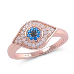 SILVERCLOSEOUT Rhodium Plated Sterling Silver Womens Blue Cz Evil Eye Ring Size 4-11, Metal, Cubic Zirconia