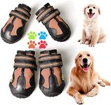 CovertSafe& Dog Boots for Dogs Non-Slip, Waterproof Dog Booties for Outdoor, Dog Shoes for Medium to Large Dogs 4Pcs with Rugged Sole Black-Brown