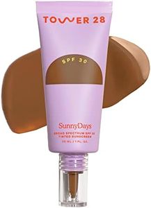 Tower 28 Beauty SunnyDays SPF 30 Tinted Mineral Sunscreen - For Sensitive Skin - 2-in-1 Facial Broad Spectrum UVA/UVB Protection + Foundation - Shade 55 TEMESCAL - Deep with Golden Undertones, 1 Fl Oz