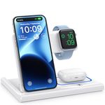 EXW Wireless Charger Stand 3 in 1,Charging Station for Apple Devices, Wireless Charger for iPhone 15 14 13 12 11 Pro & Max Series, AirPods Pro/3/2, Apple Watch (White)