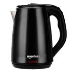 Amazon Basics 1.6 Litre Cool Touch Electric Kettle with Auto Cut Off | Double Layer Outer Body | Triple Protection-Dry Boil, Steam & Over Heat | Stainless Steal Inner Body | (Black, 1500 Watt)