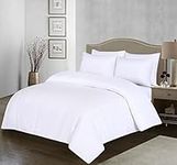 100% Egyptian Cotton Duvet Cover Set |200 Thread Count Plain Dyed Duvet Quilt Cover Set With Free Pillowcases| Non-Iron Easycare Bedding Set - Single Double King Super King Sizes (White, King)