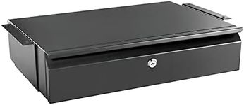 Mount-It! Under Desk Pull-Out Drawer with Lock and 2 Keys Included | Office Storage Organizer | Mounts to Desktops Tables and Workbenches Over 0.71 Inches Thick | Matte Black