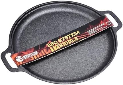 Mountain Grillers BBQ Griddle - 12Lx15W-Inch Cast Iron Griddle for Grill - Durable Black Steel Griddle - Moisture-Sealing, Heat Retention, and Even Distribution Design Round Griddle