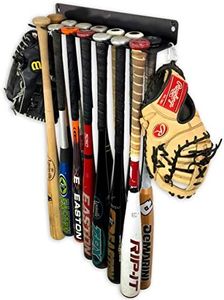 StoreYourBoard Baseball Bat Storage Rack, 14 Bat Caddy, Hanging Organizer, Wall or Fence Mount, Equipment Holder, Solid Steel, Gloves Helmets Cleats