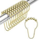 Titanker Shower Curtain Hooks Rings, Stainless Steel Shower Curtain Rings and Hooks for Bathroom Shower Rods Curtains-Set of 12, Gold