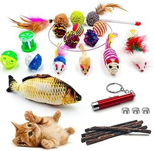 GaiusiKaisa Jouets Chat, 23 Pièces Jouets Chat lot, Interactif Jouets pour Chat Intérieur Jouets pour Chatons, Baguette pour Chat, Cataire Jouets Poisson, d'herbe à Chat Naturel Matatabi