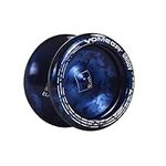 Yomega Groov – Pro Level Aluminum Yoyo for Advance Players – Round Shaped, C Size Ball Bearing with Adjustable Responsive/Nonresponsive Play + 3 Month Warranty (Black and Blue)
