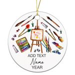 Custom Artist Christmas Ornament 2024, Drawing Ornament Gift for Painting, Custom Name & Text Artist Ornament Xmas, Art Teacher Ceramic Ornament Gifts, Artist Keepsake Hanging Christmas Tree Decor