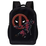 MARVEL COMICS CLASSIC DEADPOOL BACKPACK - MARVEL BLACK DEADPOOL 18 INCH AIR MESH PADDED BAG (Deadpool Jump)