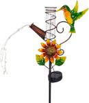 Stargarden Rain Gauge Outdoor-36 Inch Hummingbird Solar Rain Gauge with 6” Glass Tube for Yard Garden Patio Lawn