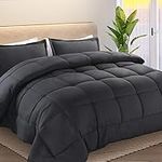 Queen Size Comforter Set with 2 Pillow Sham - 3 Pieces - Quilted Down Alternative Breathable Duvet Insert with Corner Tabs,Ultra Soft Fluffy, All Season Warmth,Machine Washable (88 * 88 inches,Grey)