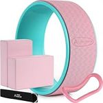 ACTIVE FOREVER 5 in 1 Yoga Block Set - Enhance Balance and Flexibility with Yoga Blocks, Strap, Wheel, and Stretch Ring - Your Complete Solution for Improved Well Being(Pink)