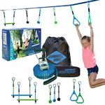 Schildkröt® Jungle Line Climbing Course Set with 7 Durable Obstacles | Outdoor Ninja Warrior Rings, Ropes & Rung Play | 11 Metres Long | Storage Bag & Instructions Included