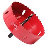 Hole Saw 4 1/2 Inch, 30 mm Cutting Depth HSS Hole Cutter for Cutting Wood, Plastic, Drywall, Plasterboard and Soft Metal Sheet, Red