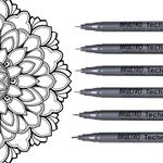 BRUSTRO Technical Pen Fineliner I Black Colour I 0.05mm I 0.1mm I 0.2mm; 0.3mm I 0.5mm I 0.8mm I Ideal for Illustrations, Doodle, Mandala, Fineart, Architecture (Set of 6)