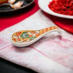 Malaikah Ceramic Spoon Rest Orange Ideal for Kitchen, Hand-Painted, Serveware, Cutlery Rest, Pack of 1