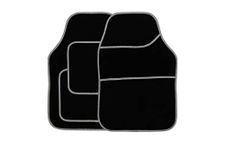 Streetwize SWBCMS Velour Car Floor Mat Set of 4, Anti-Slip Car Mats - Car Interior Accessory (Black/Silver)