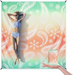 WIWIGO Beach Blanket Sandproof Extra Large Beach Mat Adults Waterproof Quick Drying Sand Free Mat Made by Premium Polyester with 4 Stakes & 4 Corner Pockets for Outdoor Travel Camping Hiking