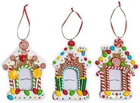 Christmas Picture Frames, Gingerbread House Photo Frame Xmas Ornaments (3 Pack)