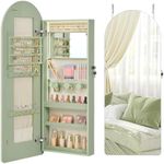 SONGMICS Wide Jewelry Organizer, Wall/Door Mounted, LED Cabinet, Lockable